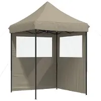 vidaXL Partyzelt Faltbar Pop-Up mit 2 Seitenteilen Taupe