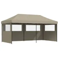 vidaXL Partyzelt Faltbar Pop-Up mit 3 Seitenteilen Taupe