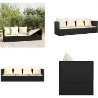 vidaXL Outdoor-Loungebett mit Kissen Schwarz Poly Rattan
