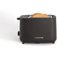 Create Toast Studio, 2 Scheibe(n), Schwarz, Kunststoff, Tasten, Niveau, Drehregler, CE, LVD, EMC, ROHS, LFGB, ERP, 750 W