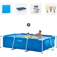 OEM Kinderzwembad - Vollständiges Set - 260x160x65 cm - Mit Schwimmbeckenplatten - Abdeckdach - Filterpumpe - Sprungvorrichtung