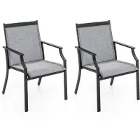 Coast 2er Set Gartenstühle, Terrassenstühle, Balkonstühle mit atmungsaktiver Sitzfläche und Metallrahmen, Outdoor-Stühle bis 150 kg Grau
