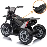 Vrooomy Honda CRF450 Kinder Elektro Motorrad 6V (1–3 Jahre) – Offiziell Lizenziert, 3 Räder, mit Hupe & Automatischer Bremse – Elektro Kindermotorrad Schwarz