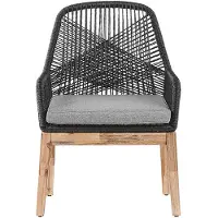 Beliani Gartenstuhl 2er Set Schwarz Kunststoff-Geflecht und Akazienholz Landhausstil Gartenzubehör Gartenmöbel Terrassenmöbel