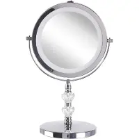 Beliani Kosmetikspiegel Silber dia. 20 cm Metall mit LED Beleuchtung Vergrößerung Rund Glamour Modern für Badezimmer für Schminktisch