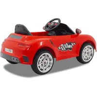Vrooomy Porsche 911 Kinder Elektroauto 12V (1–5 Jahre) – Sportwagen Design, mit Fernbedienung, EVA-Reifen & Ledersitz – Kinder Elektrofahrzeug – Rot