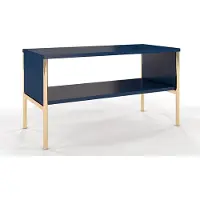 Skandica Polka Eleganter Still Couchtisch Auf Goldenen Beinen / 2 Ablagen / 80x37x43 Cm / Marineblau