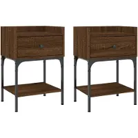vidaXL Nachttische 2 Stk Braun Eichen-Optik 40,5x31x60 Holzwerkstoff