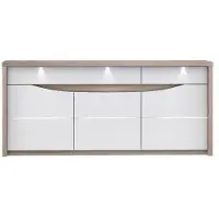 Forte SAINT TROPEZ Sideboard inkl. Beleuchtung 190cm Sandeiche / Weiß Hochglanz
