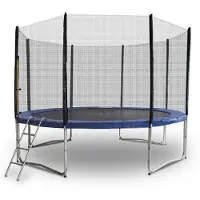 Bituxx Trampolin-King 305cm Trampolin mit Sicherheitsnetz, Randabdeckung, Leiter, Blau, MS-16528