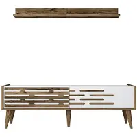 Skye Decor , Valensiya 140 - Walnut, White, TV-Einheit, Nussbaum, 100 % MELAMINBESCHICHTETE SPANPLATTEN, 140 x 45 x 35 cm
