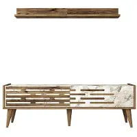 Skye Decor , Valensiya 140 - Walnut, White, Marble, TV-Einheit, Nussbaum, 100 % MELAMINBESCHICHTETE SPANPLATTEN, 140 x 45 x 35 cm