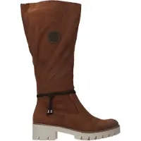 Rieker Damen Stiefel Langschaft hübsches Zierband kräftige Profilsohle X5793, Größe:39 EU, Farbe:Braun