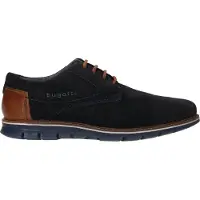 Bugatti Schnürschuh , Herren, Gr. 40, Textil, blau (blau used), Veloursleder, used, Schuhe Schnürschuh, Freizeitschuh, Halbschuh, Sneaker mit Ziernähten