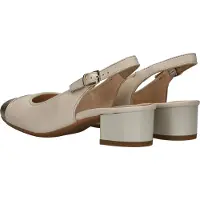 Ara Slingpumps "NIZZA", Damen, Gr. 7 (41), creme, platinfarben, Glattleder, metallic, Schuhe Slingpumps, Blockabsatz, Festtagsschuh, Abendschuh, Kontrastbesatz