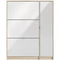 Die Möbelfundgrube Schuhschrank weiß hochglanz - Eiche 99 x 124 cm - SHOES