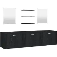 vidaXL 6-tlg. Badmöbel-Set Schwarz Holzwerkstoff