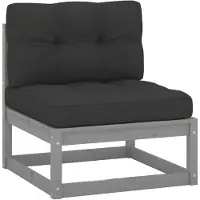 vidaXL Garten-Mittelsofa mit Anthrazit Kissen Grau Massivholz Kiefer