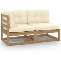 vidaXL 2tlg. Garten-Lounge-Set mit Kissen Honigbraun Massivholz Kiefer