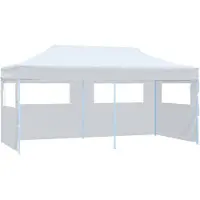 vidaXL Pop-Up Partyzelt mit Seitenwänden Faltbar 3x6 m Stahl Weiß