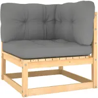vidaXL Garten-Ecksofa mit Grauen Kissen Massivholz Kiefer