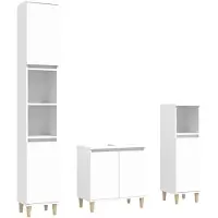 vidaXL 3-tlg. Badmöbel-Set Weiß Holzwerkstoff