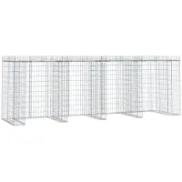 vidaXL Gabionen-Mülltonnenbox 350x91x120 cm Verzinktes Eisen