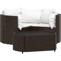 vidaXL 4-tlg. Garten-Lounge-Set mit Kissen Braun Poly Rattan