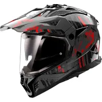 LS2 MX702 Pioneer II Crazy Schwarz Rot Adventure Helm Größe S