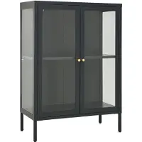 vidaXL Sideboard Anthrazit 75x35x105 cm Stahl und Glas