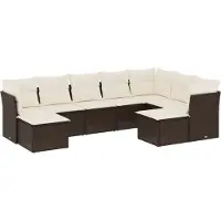 vidaXL 9-tlg. Garten-Sofagarnitur mit Kissen Braun Poly Rattan