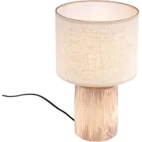 FISCHER&HONSEL GMBH Tischlampe aus Holz Malik mit sandfarbener Kapuze