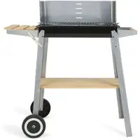 Livoo DOC244, Grill, Brennholz, Wagen, Feuerrost, Schwarz, Edelstahl, Rechteckig