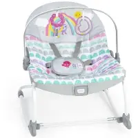 Bright Starts Regenbogen-Babywippe. Rosa. Beruhigende Vibrationen. 2 Liegepositionen. Bis 30 Monate.