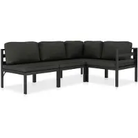vidaXL 4-tlg. Garten-Lounge-Set mit Kissen Aluminium Anthrazit