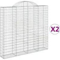 vidaXL Gabionen mit Hochbogen 2 Stk. 200x30x180/200cm Verzinktes Eisen