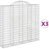 vidaXL Gabionen mit Hochbogen 3 Stk. 200x30x180/200cm Verzinktes Eisen