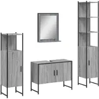 vidaXL 4-tlg. Badmöbel-Set Grau Sonoma Holzwerkstoff