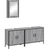 vidaXL 3-tlg. Badmöbel-Set Grau Sonoma Holzwerkstoff