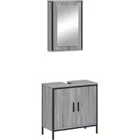 vidaXL 2-tlg. Badmöbel-Set Grau Sonoma Holzwerkstoff