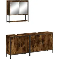vidaXL 3-tlg. Badmöbel-Set Räuchereiche Holzwerkstoff