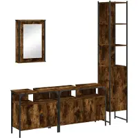 vidaXL 4-tlg. Badmöbel-Set Räuchereiche Holzwerkstoff