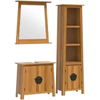 vidaXL 3-tlg. Badmöbel-Set Massivholz Kiefer