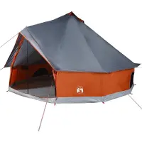 vidaXL Tipi-Familienzelt 6 Personen Grau und Orange Wasserdicht