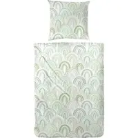 PRIMERA Renforce Bettwäsche 135x200 Regenbogen Muscheln grün grau 123098-55