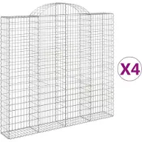 vidaXL Gabionen mit Hochbogen 4 Stk. 200x30x180/200cm Verzinktes Eisen