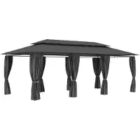 The Living Store Pavillon mit Vorhängen 600x298x270 cm Anthrazit