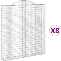 vidaXL Gabionen mit Hochbogen 8 Stk. 200x30x220/240cm Verzinktes Eisen