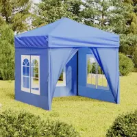 The Living Store Partyzelt Faltbar mit Seitenwänden Blau 2x2 m