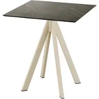 Essentials Infinity Terrassentisch Sand gestell + Midnight Marble HPL 70x70 cm